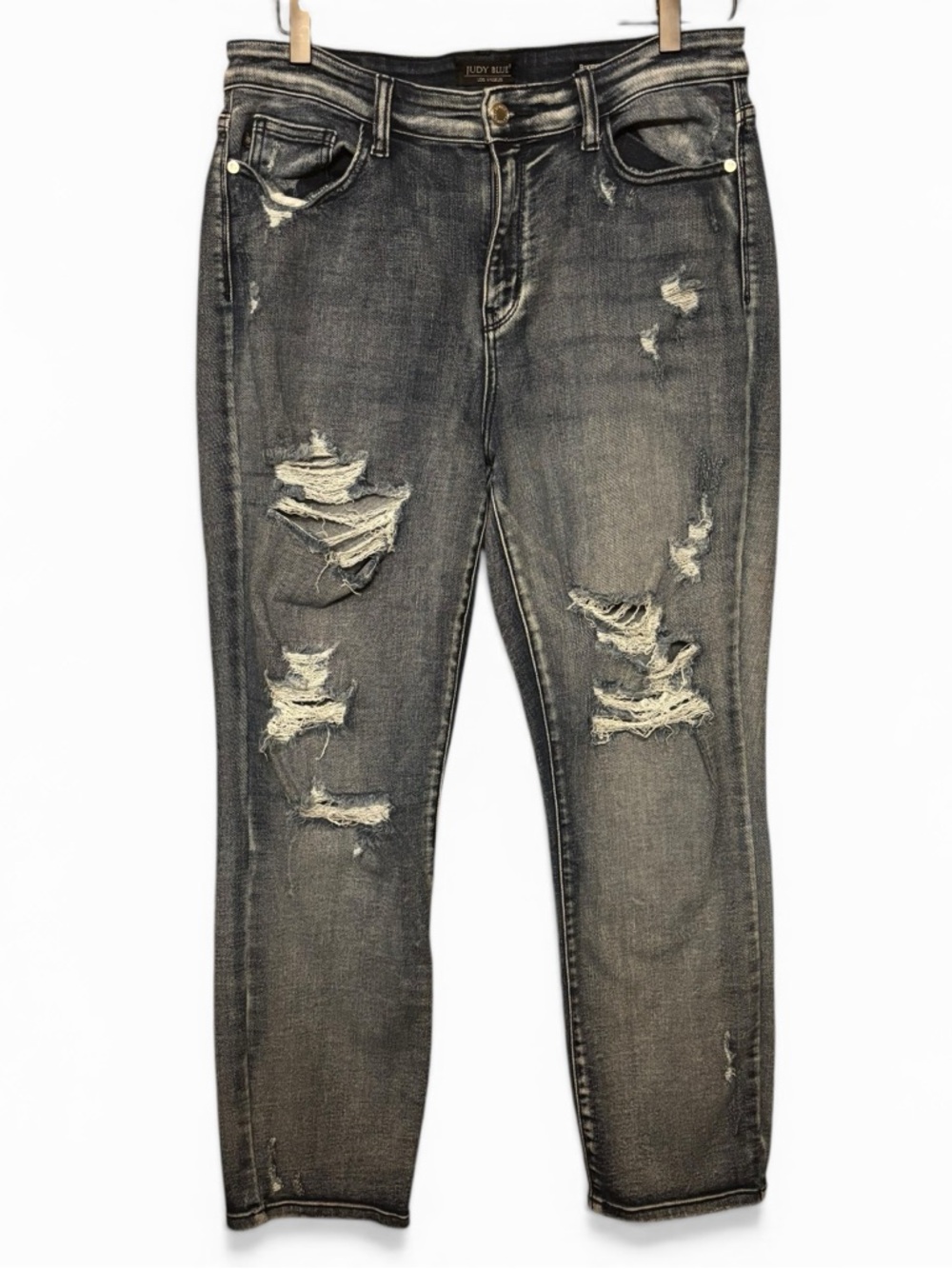 Judy Blue Boyfriend Distressed Jeans Size 13/31 Cropped Stretch Skinny